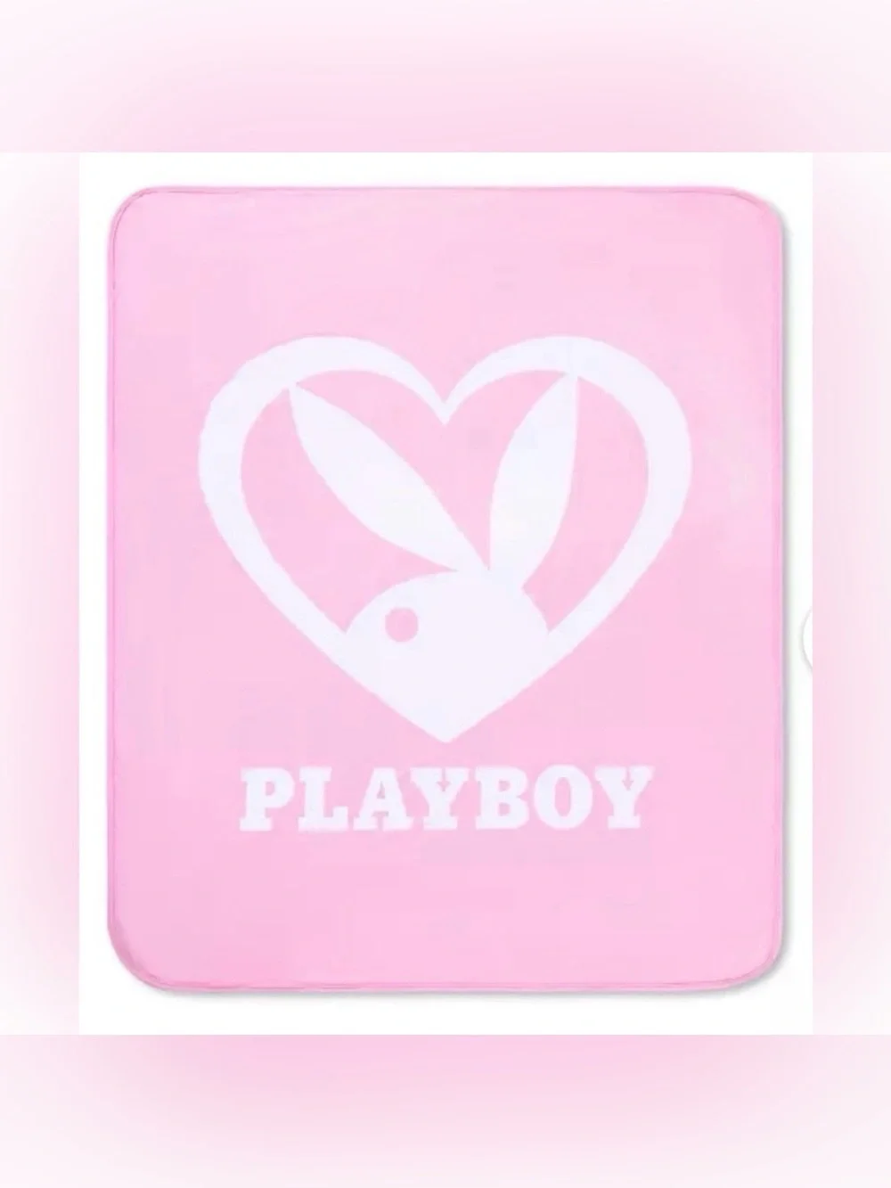 PLAYBOY Reversible Lite Pink Heart Throw Blanket- NWT